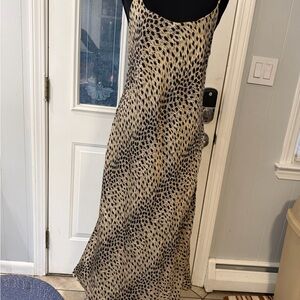 August Silk Black and Tan Patterned Dress